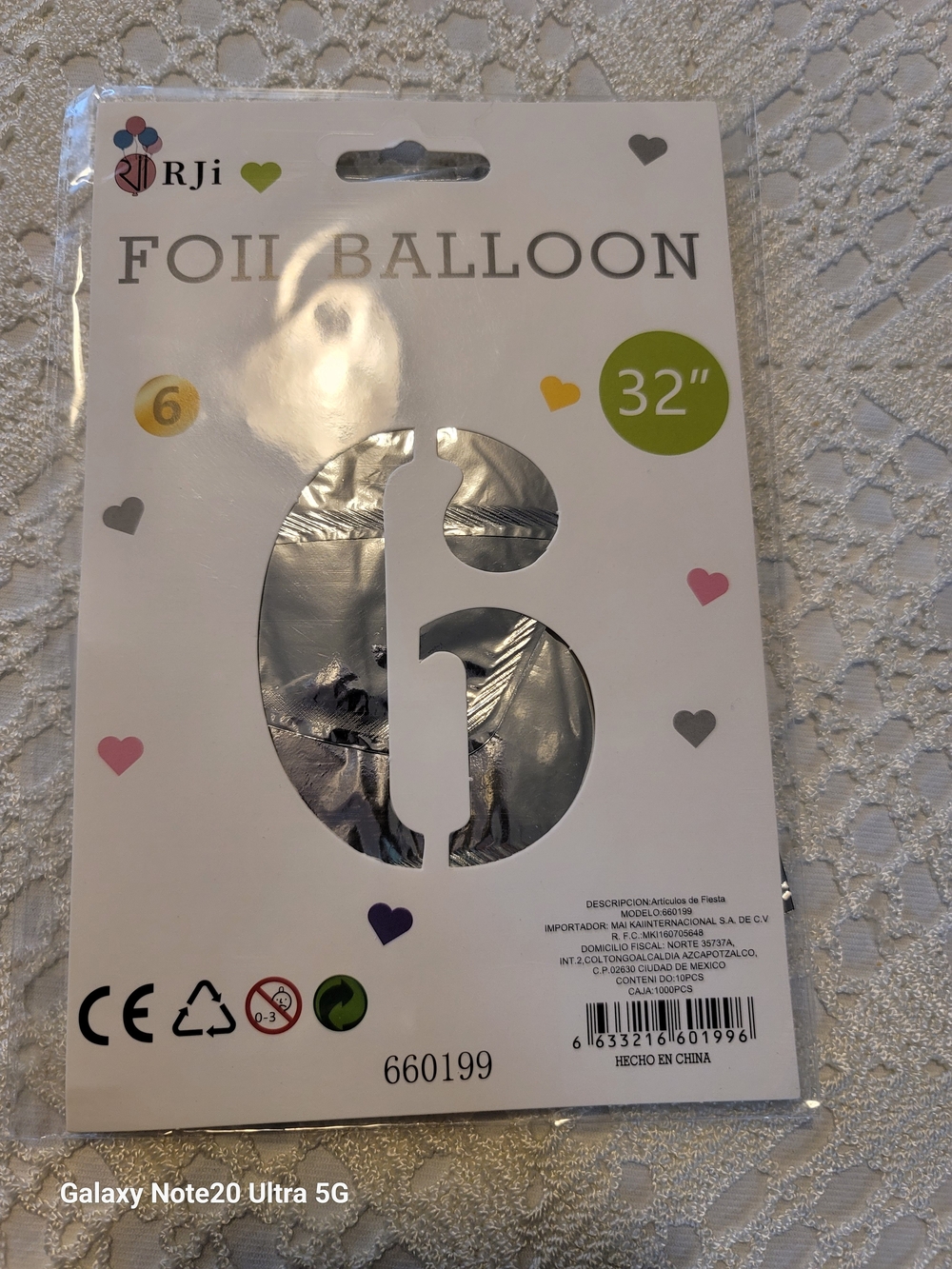 Silver Foil Number 6 Balloon - 32"
